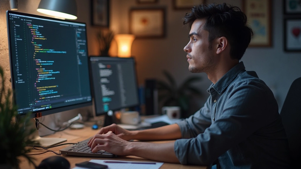 Профессиональное рабочее пространство с кодом Python на экране ноутбука